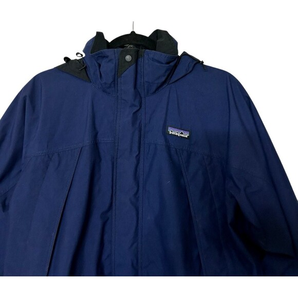 Patagonia Mens Goretex Nylon Blue Waterproof Hooded Rain Ski Full Zip Jacket  M - Picture 2 of 16